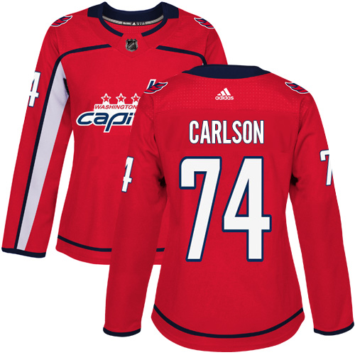 Adidas Washington Capitals #74 John Carlson Red Home Authentic Women Stitched NHL Jersey->women nhl jersey->Women Jersey